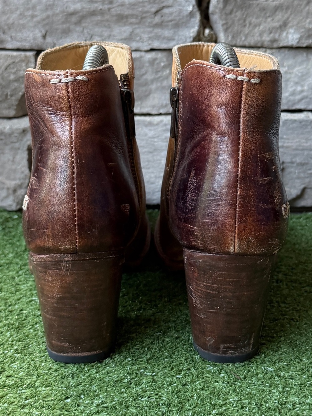 Bed|Stü Yell Full Grain Leather Two Tone Women’s Ankle Boots - Picture 6 of 11